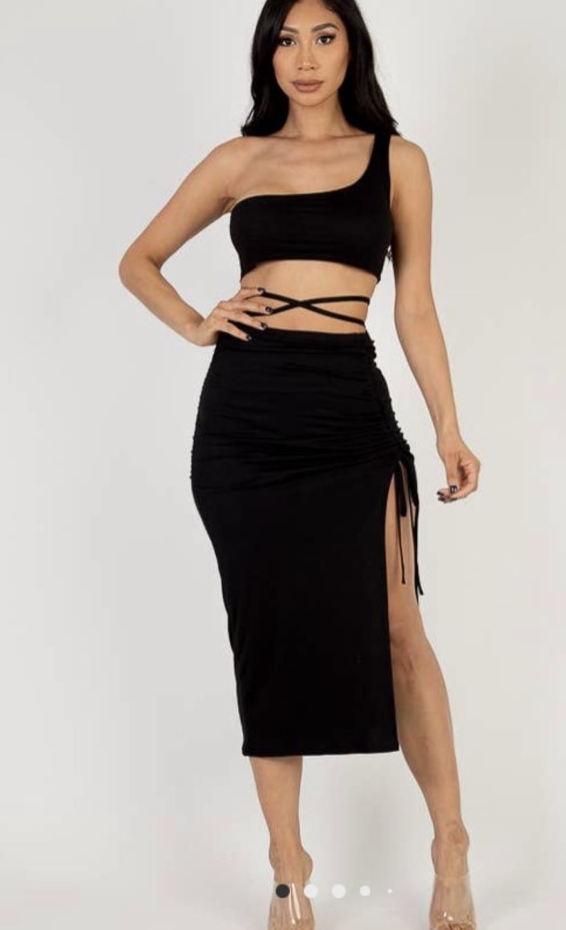 Sultry Symmetry Two Piece Skirt Set